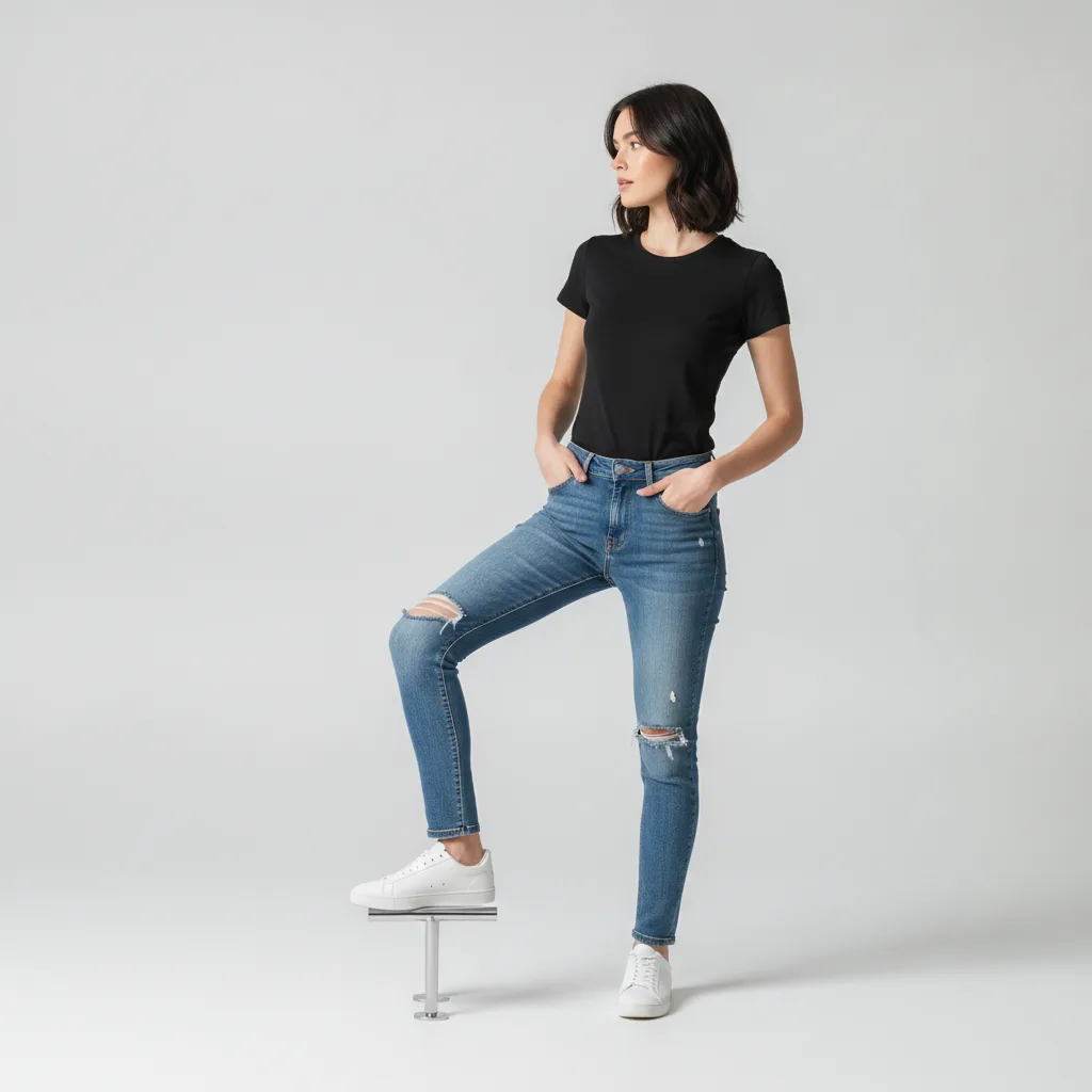 Personne debout au travail qui déplace son appui en posant un pied sur un repose-pied