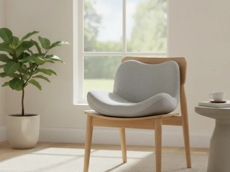 Coussin d'assise ergonomique posé sur une chaise près d'une fenêtre lumineuse