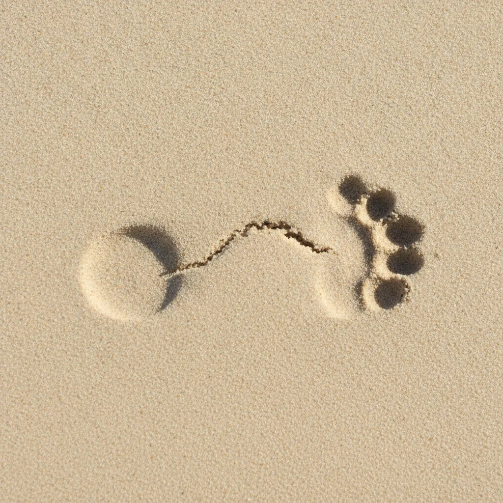 Empreinte d'un pied creux au sol montrant un appui limité au talon et à l'avant-pied avec une voûte non marquée
