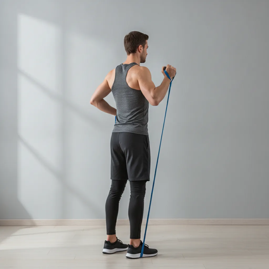 Personne effectuant un exercice de renforcement du haut du dos pour améliorer sa posture.