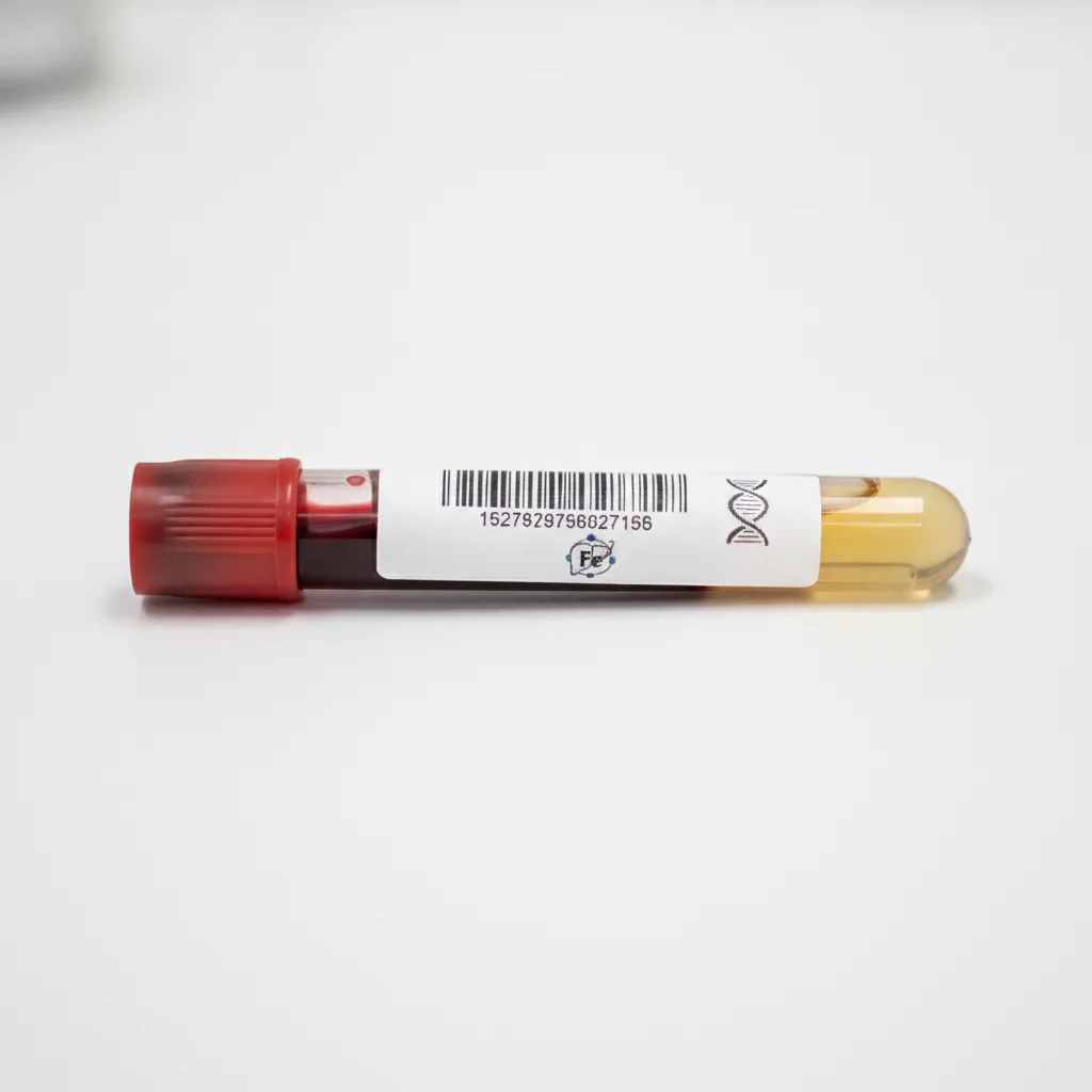 Prélèvement sanguin pour contrôler le taux de fer et de ferritine en laboratoire.