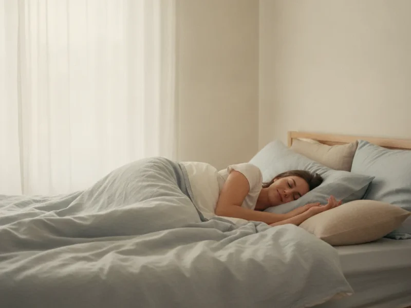 Personne endormie paisiblement sur le côté dans une chambre calme et tamisée