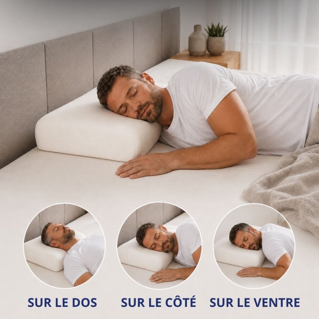 Soutien du cou dans toutes les positions de sommeil avec l'oreiller Memory