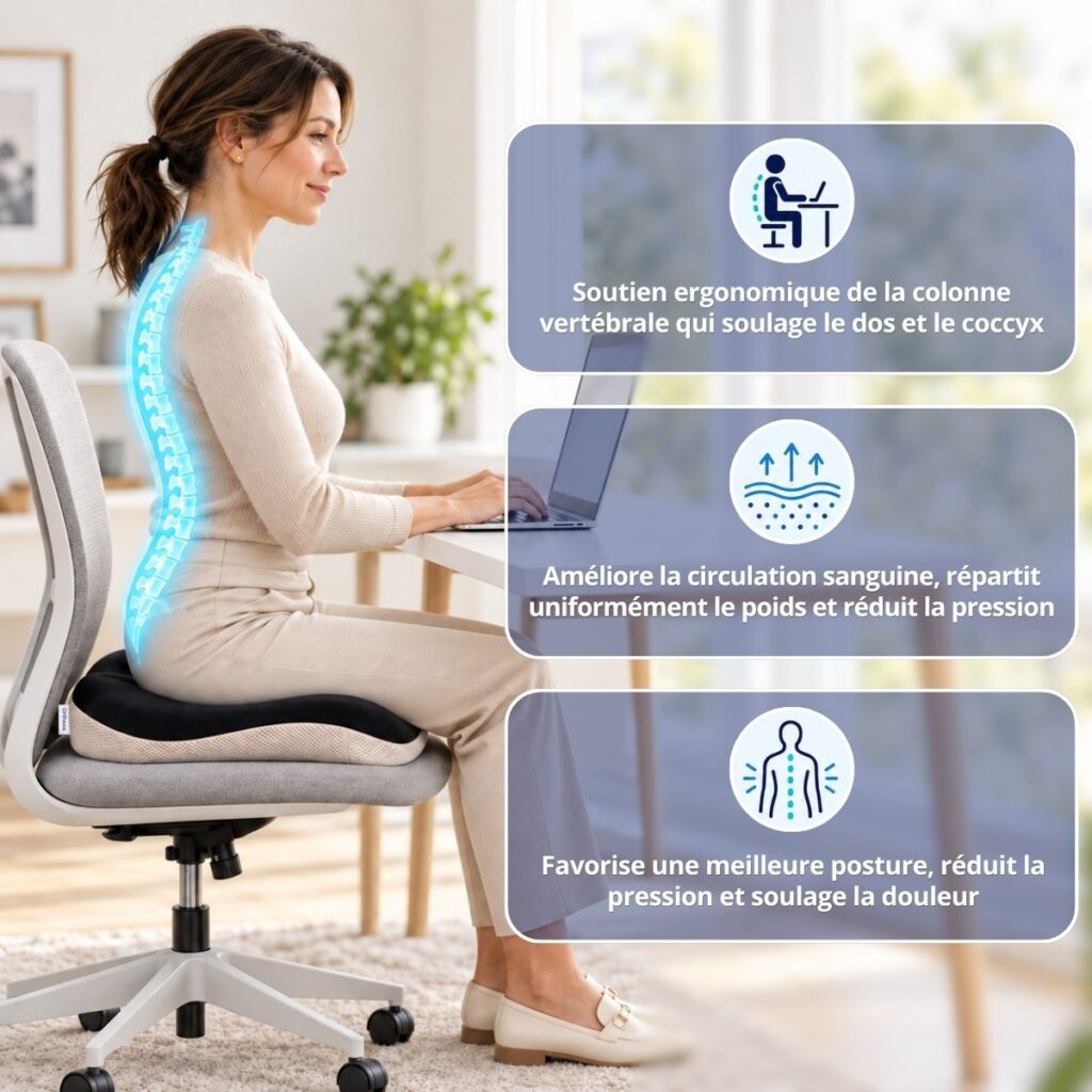 Soutien ergonomique de la colonne avec le coussin ComfortSit