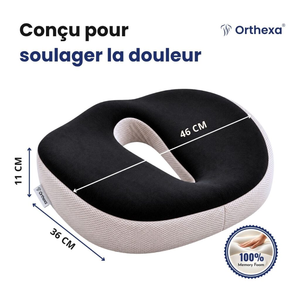 Dimensions du coussin ComfortSit : 46 x 36 x 11 cm