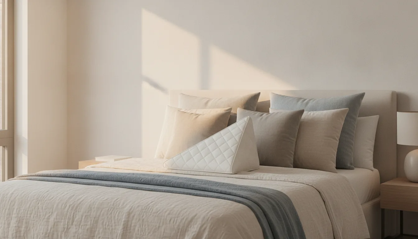 Chambre calme avec un lit et des coussins pour dormir après une opération du genou